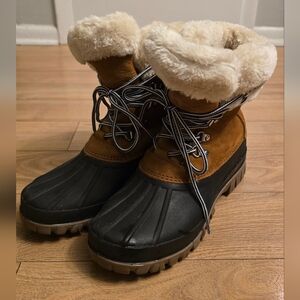 J.Crew Perfect Winter Boots with Sherpa H1891 Brown Nubuck Leather Women's 9M